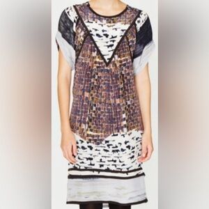 Feral Childe Driftwood Checks Smock 100% Silk Dress Made In USA Size M